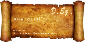 Duba Szilárd névjegykártya